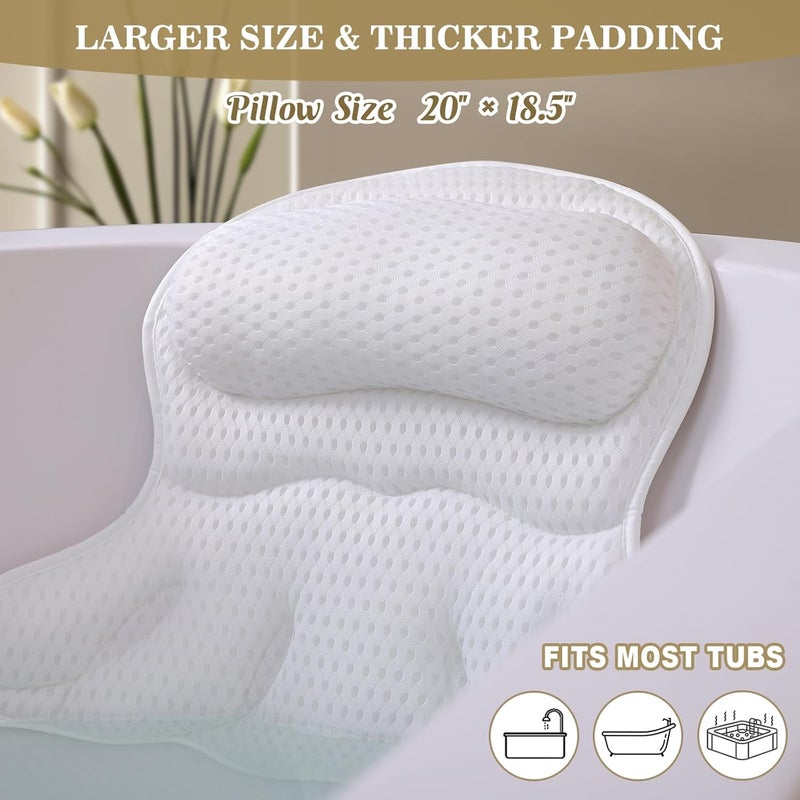 Binobella Bath Pillow Luxury Bathtub Pillow, Extra Soft & Comfortable Bath Pillows for Tub Head Neck and Back Support, with 4D Air Mesh Cushions & Non-Slip Suction Cups - Bath Accessories Spa Gifts for Women - Image 5